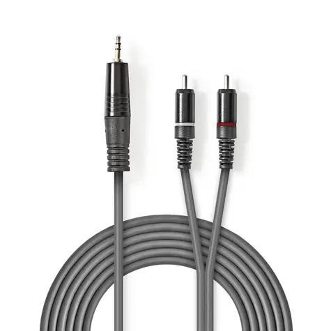 Nedis Stereo Audio kabel jack 3.5 mm (M) - 2x RCA (M) 1.50 m tmavě šedá 