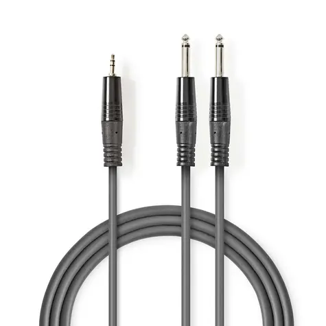 Nedis Stereo Audio kabel 2x jack 6.35 mm (M) - jack 3.5 mm (M) 5.00 m tmavě šedá