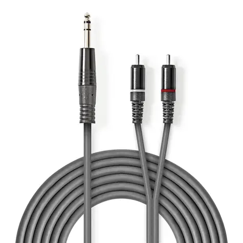 Nedis Stereo Audio kabel jack 6.35 mm (M) - 2x RCA (M) 1.50 m tmavě šedá