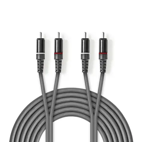 Nedis Stereo Audio kabel 2x RCA (M) - 2x RCA (M) 3.00 m tmavě šedá