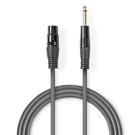 Nedis Nevyvážený Audio Cable XLR 3kolíková (F) - jack 6.35 mm (M) 1.50 m tmavě šedá