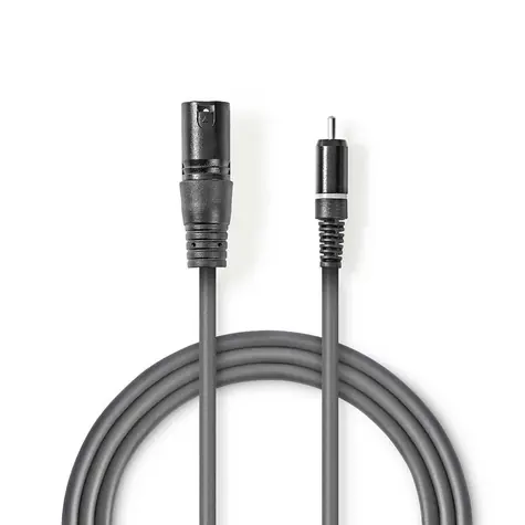 Nedis Nevyvážený Audio Cable XLR 3pinový (F) - RCA (M) 1.50 m tmavě šedá