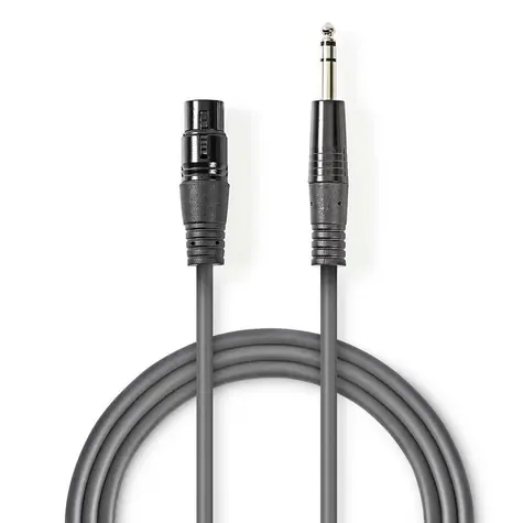 Nedis Vyvážený Audio kabel XLR 3kolíková (F) - jack 6.35 mm (M) 1.50 m tmavě šedá