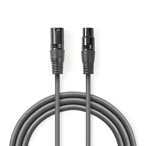 Nedis Vyvážený Audio kabel XLR 3pinový (M) - XLR 3kolíková (F) 15.0 m tmavě šedá 