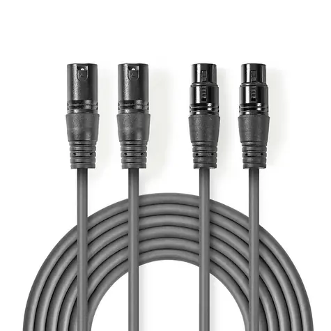 Nedis Vyvážený Audio kabel 2x XLR 3pinový (M) - 2x XLR 3pinová (F) 0.50 m tmavě šedá