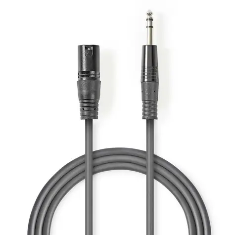 Nedis Vyvážený Audio kabel XLR 3pinový (M) - jack 6.35 mm (M) 5.00 m tmavě šedá 
