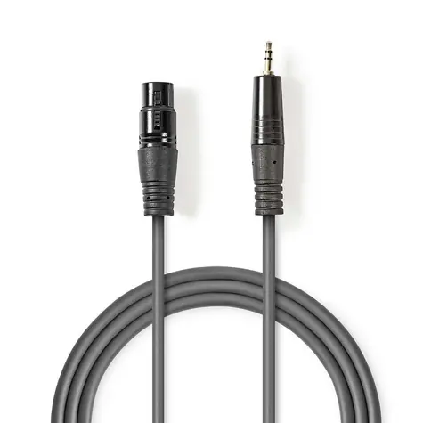 Nedis Vyvážený Audio kabel XLR 3kolíková (F) - jack 3.5 mm (M) 1.00 m tmavě šedá