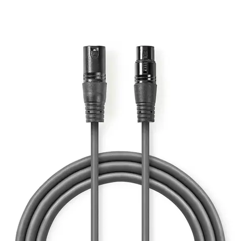 Nedis DMX Redukční kabel XLR 3pinový (M) - XLR 3kolíková (F) 0.50 m tmavě šedá 