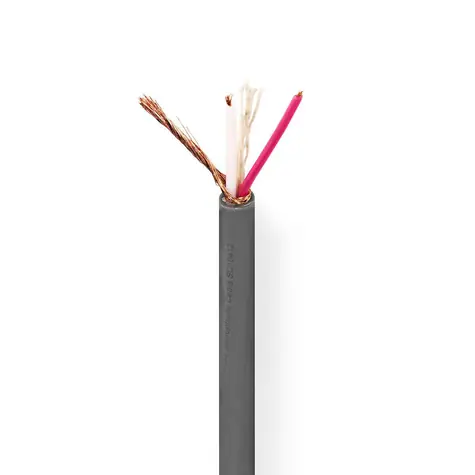 Nedis Mikrofonní kabel 2 x 0.23 mm2 tmavě šedá / Měď / 100.0 m / Kulatý / PVC / Role
