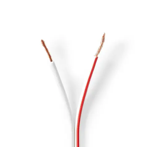 Nedis Repro kabel 2x 1.50 mm2 bílá / Měď / 100.0 m / Kulatý / PVC  