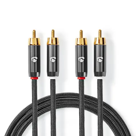 Nedis Stereo Audio kabel 2x RCA (M) - 2x RCA (M) 2.00 m šedá 