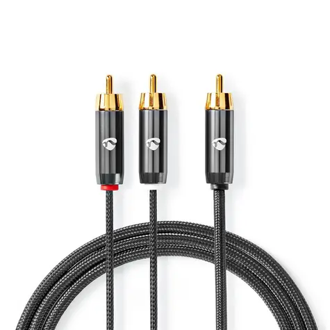 Nedis Kabel k subwooferu RCA (M) - 2x RCA (M) 3.00 m šedá 