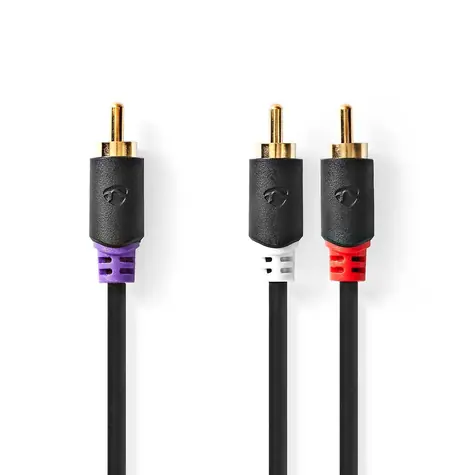 Nedis Kabel k subwooferu RCA (M) - 2x RCA (M) 3.00 m antracit 
