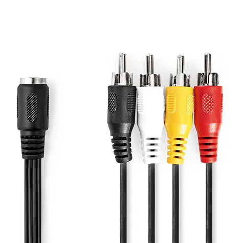 Nedis DIN Audio kabel DIN 5pinová (F) - 4x RCA (M) 0.20 m černá 