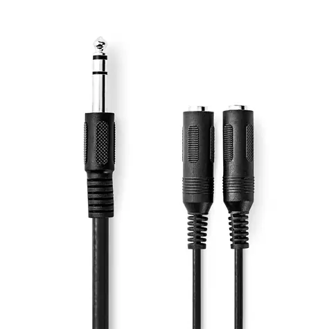 Nedis Stereo Audio kabel jack 6.35 mm (M) - 2x jack 6.35 mm (F) 0.20 m černá