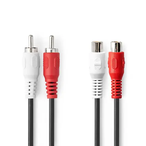Nedis Stereo Audio kabel 2x RCA (M) - 2x RCA (F) 2.00 m černá 