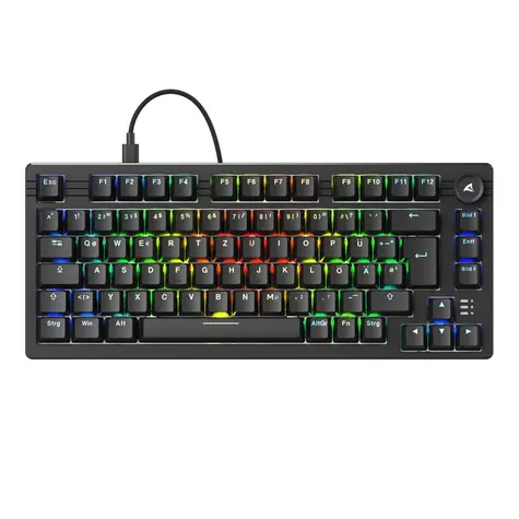 Sharkoon Skiller SGK25 černá / herní klávesnice / mechanická / Hunao Red / RGB / Hot-Swap / USB-C / 1.8m / DE Layout