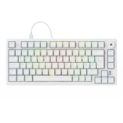 Sharkoon Skiller SGK25 bílá / herní klávesnice / mechanická / Hunao Red / RGB / Hot-Swap / USB-C / 1.8m / DE Layout