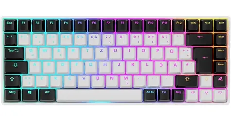 Sharkoon Skiller SGK50 S3 bílá / herní klávesnice / mechanická / Gateron Brown / USB / 1.5m / DE Layout