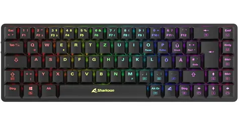 Sharkoon PureWriter W65 černá / bezdrátová klávesnice / mechanická / Kailh Choc V2 Brown / 2.4GHz / USB / DE