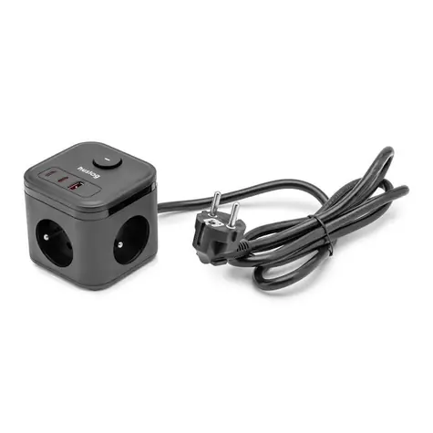 Huslog nabíjecí stanice 20W černá / 3x zásuvka / 2x USB-C / 1x USB-A