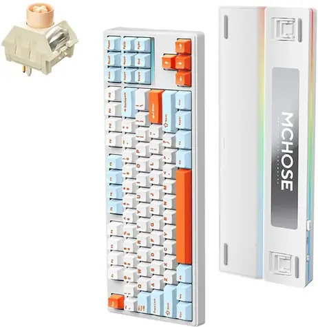 MCHOSE MC-K87 Icy Creamsicle barevná / herní bezdrátová klávesnice / mechanická / Icy Creamsicle / 2.4GHz / BT / US Layo