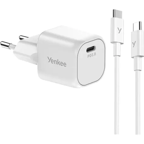 YENKEE YAC G35WH SET VOLT bílá / Nabíječka / 35W / USB-C / kabel USB-C & USB-C / PD 3.0