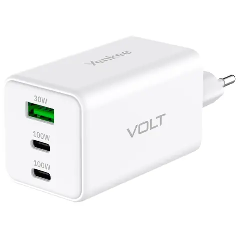 YENKEE YAC G100 VOLT 100W bílá / Nabíječka / 100W / 1x USB-A 30W / 2x USB-C 100W 