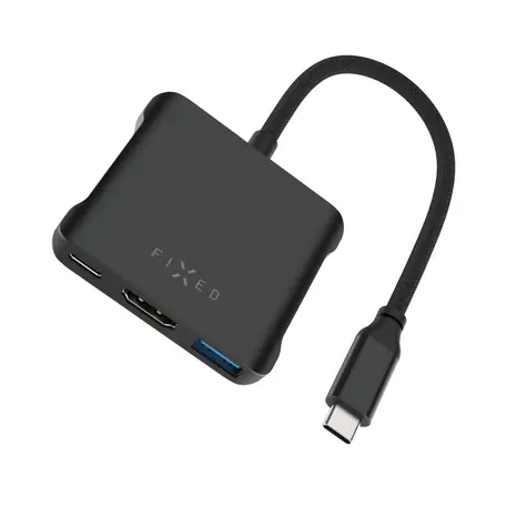 FIXED 5-portový hliníkový USB-C HUB Quadri pro notebooky 140W PD 3.1 vesmírně černá