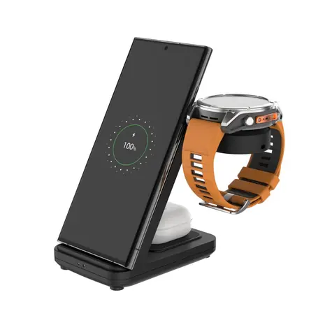 FIXED Stojánek Powerstation pro Garmin s bezdrátovým nabíjením až pro 3 zařízení 15W+5W+2.5W černý