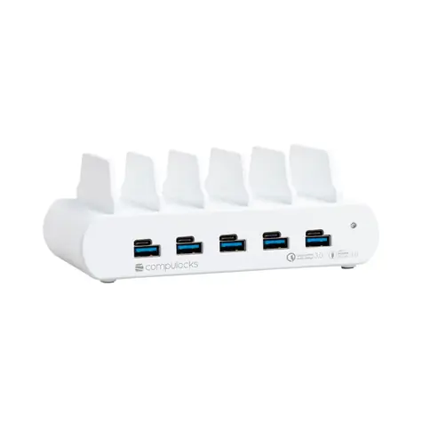 Compulocks nabíjecí dokovací stanice s britskou zástrčkou bílá / 5x USB / 5x USB-C