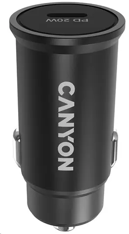 CANYON CNS-CCA20B černá / autonabíječka / PD 20W / 1x USB-C / vstup 12V-24V