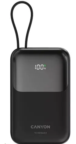 CANYON CNS-CPB101BK černá / Powerbanka / 10000mAh / PD 22.5W / LCD / 1x USB-A / 1x USB-C