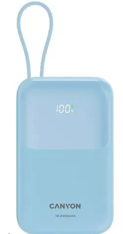 CANYON CNS-CPB101BL modrá / Powerbanka / 10000mAh / PD 22.5W / LCD / 1x USB-A / 1x USB-C
