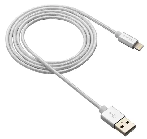 CANYON CNS-MFIC3PW bílá / nabíjecí kabel / USB 2.0 - Lightning / opletený / 1m