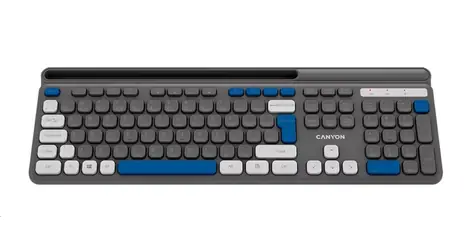 CANYON HKB-W03 šedá / bezdrátová klávesnice / 2.4 Ghz / 105 kláves / CZ/SK layout / 1x AAA