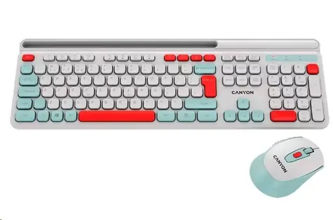CANYON CNS-HSETW5WT-CS bílá / bezdrátový SET CS klávesnice + optická myš / 2.4 Ghz / 105 kláves / CZ/SK
