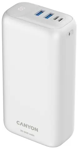 CANYON CNE-CPB301W bílá / Powerbanka / 30000mAh / QC 3.0 & PD 20W / 1x USB-C / 2x USB-A