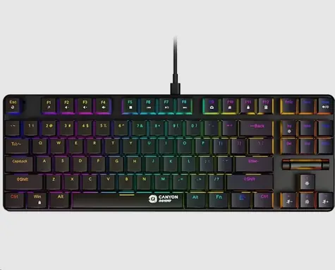CANYON CND-SKB50-CS / Herní drátová klávesnice / mechanická / RGB / 87 kláves / CZ/SK layout
