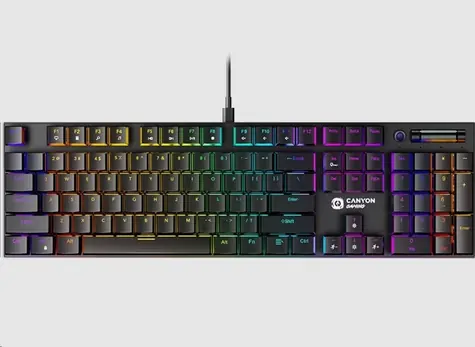 CANYON CND-SKB55-CS / Herní drátová klávesnice / mechanická / RGB / 105 kláves / CZ/SK layout  
