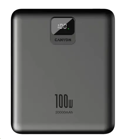 CANYON CNE-CPB20008DG šedá / Powerbanka /  20000mAh / PD 100W / 2x USB-C / 2x USB-A