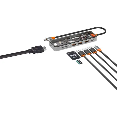 CANYON CNS-TDS13 replikátor portů / 1xUSB-C PD 100W / 1xHDMI (4K) / 3x USB 3.0 / SD & microSD čtečka