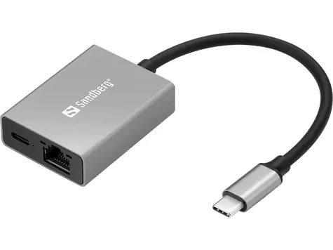 Sandberg USB-C Gigabit adaptér šedá / RJ45 & USB-C PD 100W