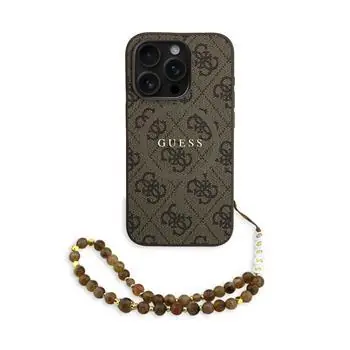 Guess PU Leather 4G Colored Ring Strap MagSafe Zadní Kryt pro iPhone 15 Pro Brown