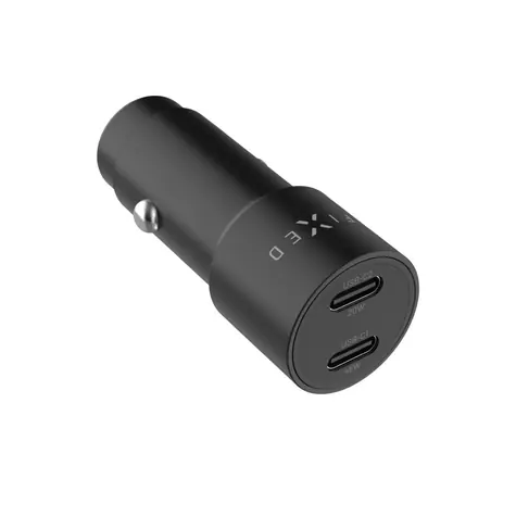 FIXED Autonabíječka s 2xUSB-C výstupem podpora PD 3.0 65W černá