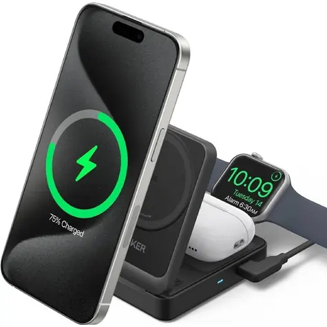 Anker MagGo B2557 Bezdrátová nabíječka 3v1 černá / USB-C / 15W