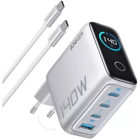 Anker Nabíječka do sítě stříbrná / 3xUSB-C & 1xUSB / 140W