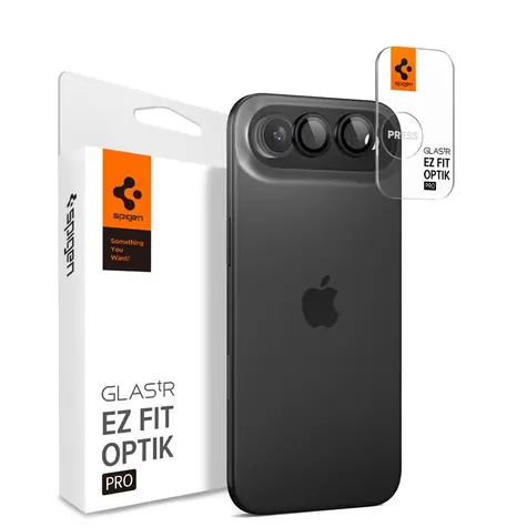 Spigen Glass tR EZ Fit Optik Pro 2 Pack ochranné sklo na čočku fotoaparátu pro Apple iPhone Air černá