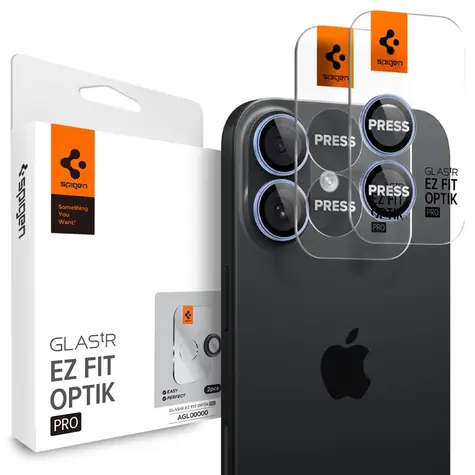 Spigen Glass tR EZ Fit Optik Pro 2 Pack ochranné sklo na čočku fotoaparátu pro Apple iPhone 17 modrá