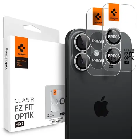 Spigen Glass tR EZ Fit Optik Pro 2 Pack ochranné sklo na čočku fotoaparátu pro Apple iPhone 17 stříbrná